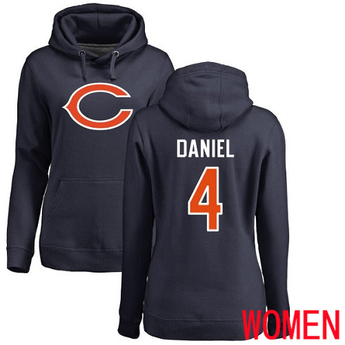 Chicago Bears Navy Blue Women Chase Daniel Name and Number Logo NFL Football 4 Pullover Hoodie Sweatshirts